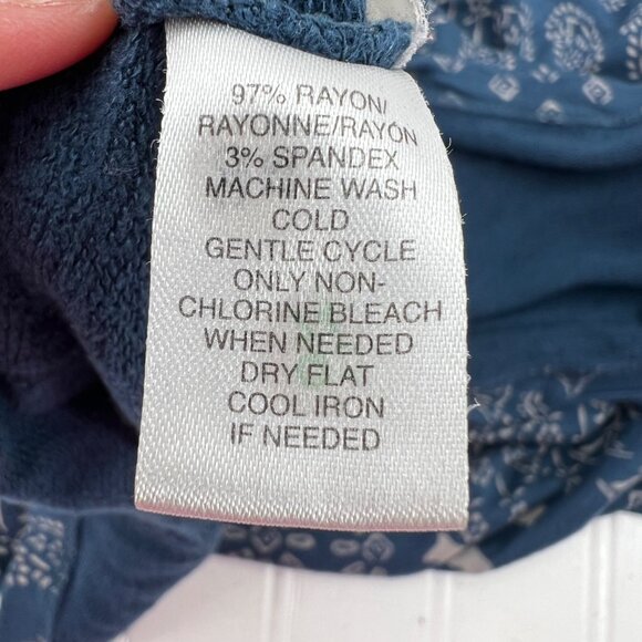 Lou & Grey Womens Small Blue Patterned Rayon Long Sleeve Top - Picture 5 of 6